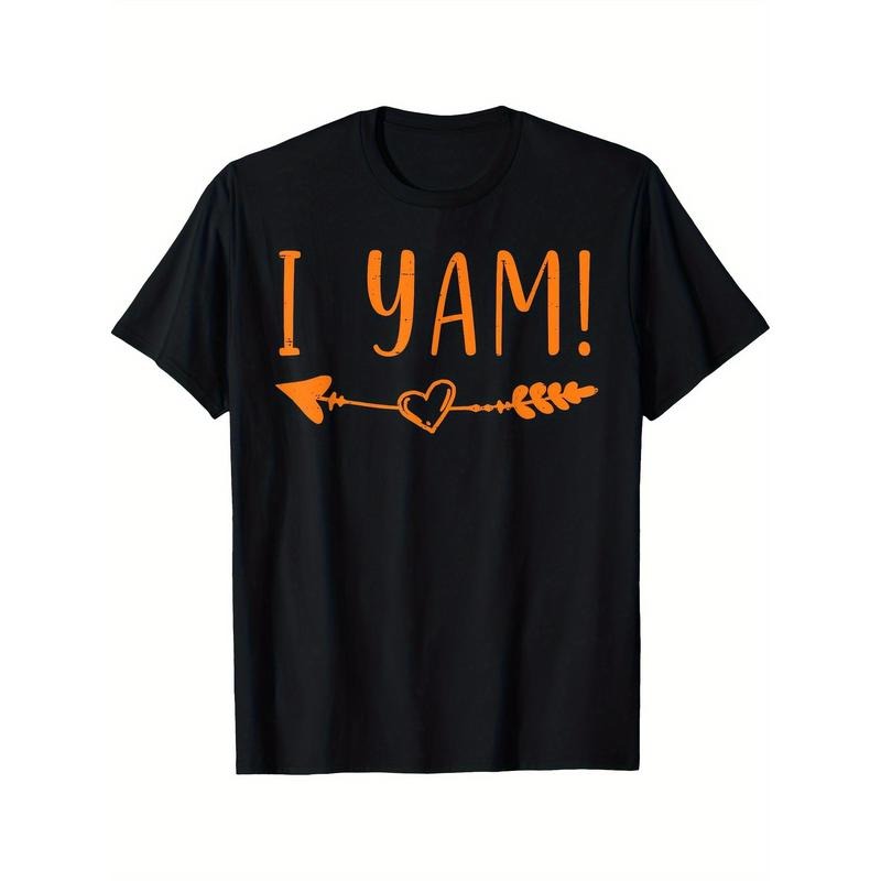 Thanksgiving Matching Couple She's My Sweet Potato I Yam Printed T-shirt Comfortable Breathable, Casual Short Sleeve,...