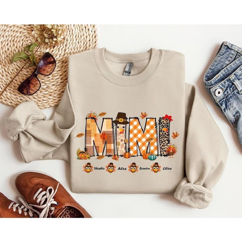 Thanksgiving Sweatshirt, Tshirt,  Personalized Mimi Shirt, Thanksgiving Mimi Sweatshirt, Custom Name Thanksgiving Shirt,...
