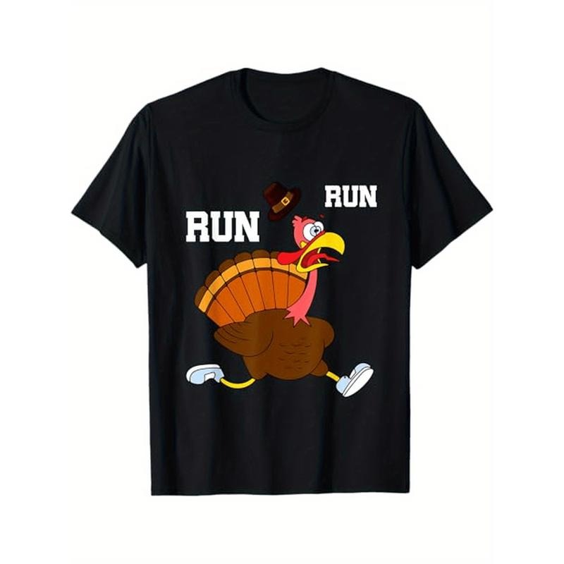 Thanksgiving Turkey Graphic T-Shirt, 100% Cotton Crew Neck Tee, Casual Loose Fit Short Sleeve Top, Slight Stretch Knit...