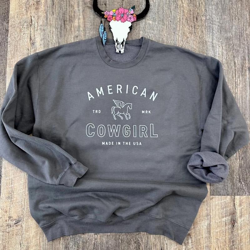 The American Cowgirl Sweatshirt, Cowgirl Hoodies, western clothing stuff, western outfits women tops, country western...