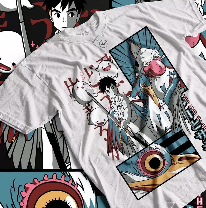 The Boy and the Heron T-shirt Girl Anime shirt Manga art Gift Shirt All Size Hoodie, Sweatshirt | HypeCrazeTee.com