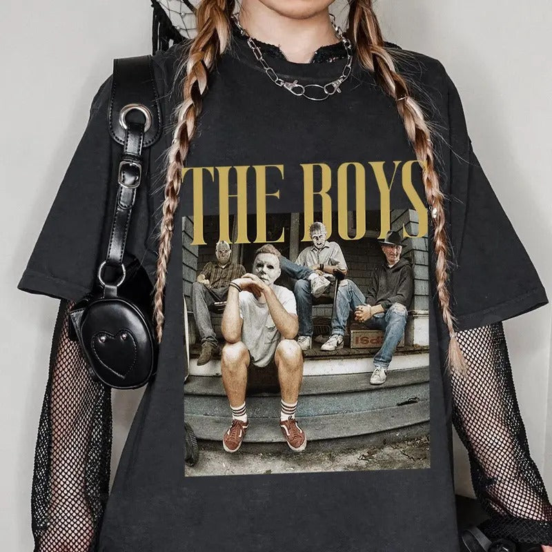 The Boys Horror Halloween Characters Shirt, Thug Life Halloween Shirt, Horror Movie Shirt, Unisex Short Sleeve Tee Top...