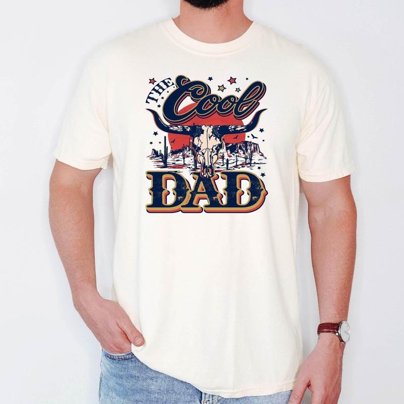 The Cool Dad Shirt, Western Dad Shirt, Dad Shirt, Cow Skull Dad Shirt, Father's Day Shirt, Cool Dad Shirt, Cow Dad Gift,...