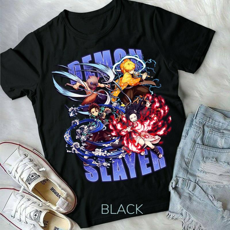 The Demon slaire new T-Shirt S-4XL Vintage style design T shirt graphic tee Hoodie, Sweatshirt | HypeCrazeTee.com