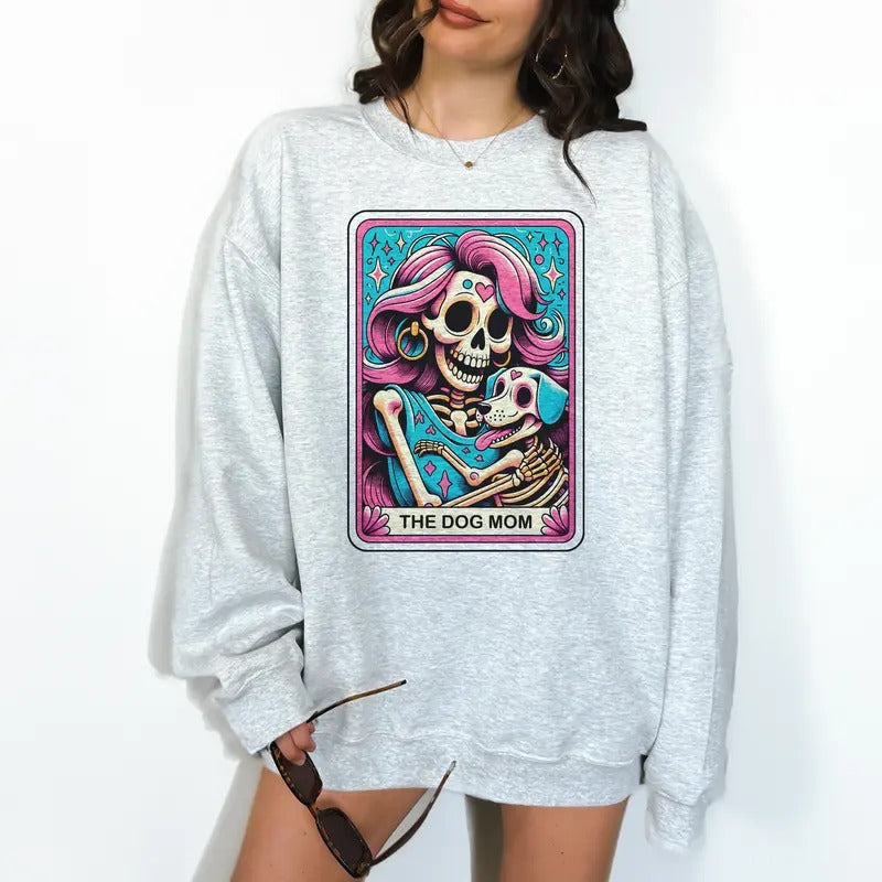 The Dog Mom Tarot- Unisex Crewneck Sweatshirt - Print is Sublimation, Christmas Crewneck, Gift Idea, Relaxed Fit, Casual...