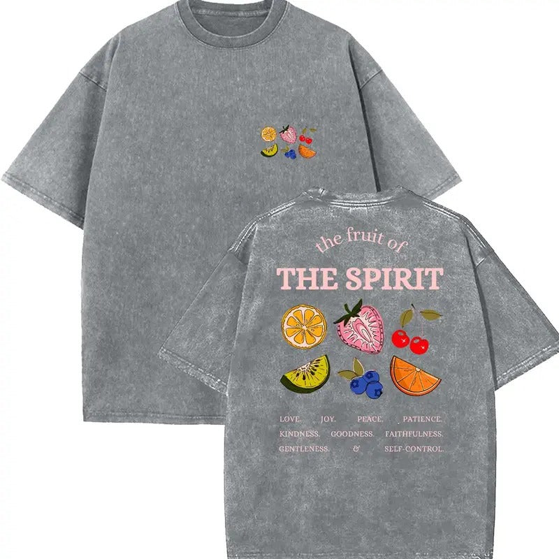 The Fruit Of The Spirit Unisex Washed T-Shirt, Vintage 90s Graphic Tee, Gift Top Womenswear Cotton Hoodie, Sweatshirt