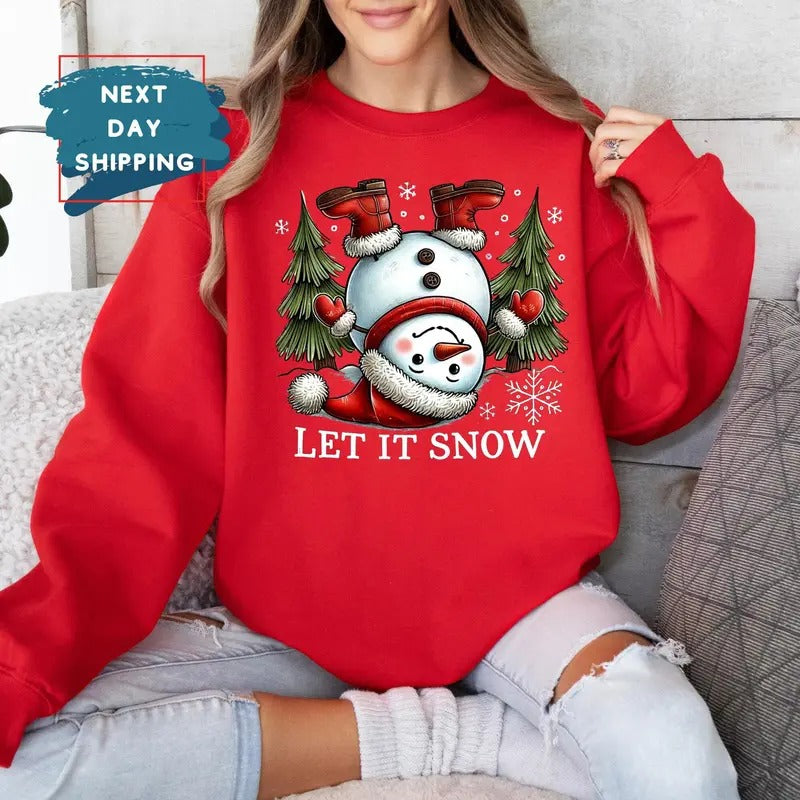 The Funny Snowman Xmas Sweatshirt, Let It Snow Sweatshirt, Christmas Crewneck, Cute Holiday Sweater, Christmas Gift,...
