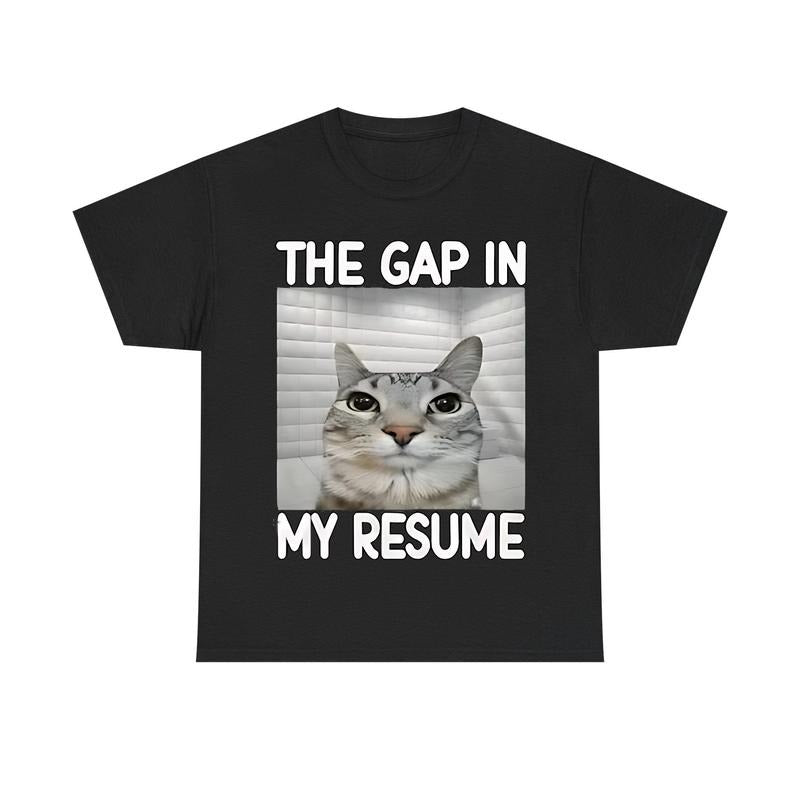 The Gap In My Resume Funny Dank Meme Unisex T-shirt, Cat Lover Gifts, Unhinged Clothes, Brainrot Stupid Shirt Hoodie,...