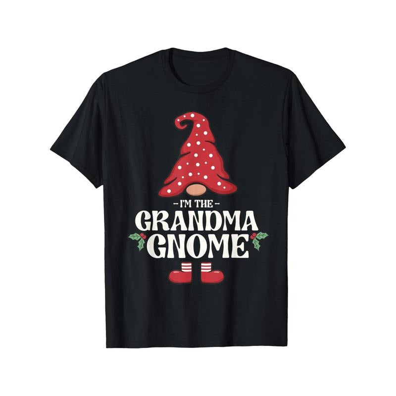 The Grandma Gnome Funny Family Matching Group Christmas Men's T-shirt personality print pattern, casual round neck short...