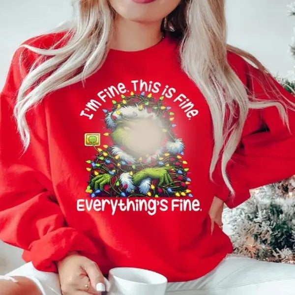 The I'm Fine, This Is fine Christmas Sweatshirt, Merry Christmas Tee, Snowman Shirt Hoodie | HypeCrazeTee.com