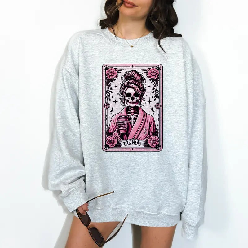 The Mom Tarot- Unisex Crewneck Sweatshirt - Print is Sublimation, Christmas Crewneck, Gift Idea, Relaxed Fit, Casual...