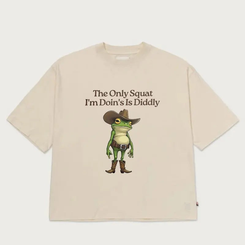 The Only Squat I'm Doing Is Diddly Shirt, Funny Cowboy Frog TShirt, Men Women Riders Gift Hoodie, Sweatshirt