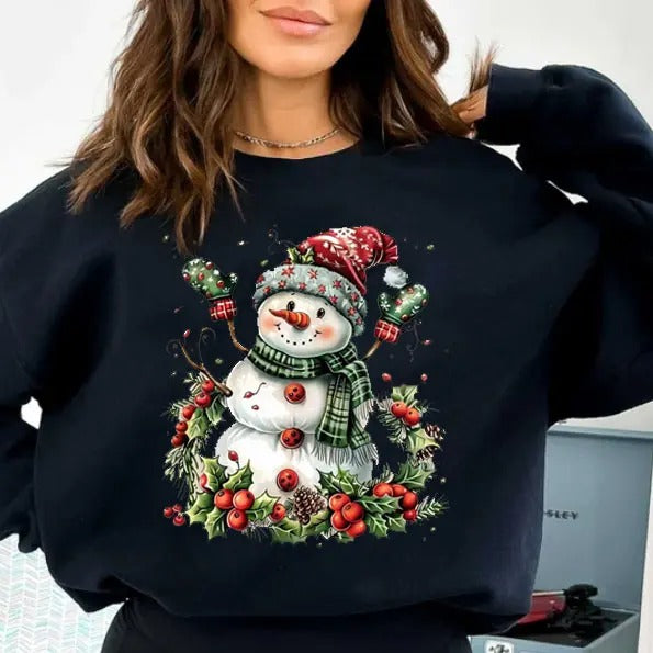 The Prettiest Snowman Xmas Sweatshirt, Christmas Crewneck, Cute Holiday Sweater, Christmas Gift, Christmas Shirts for...