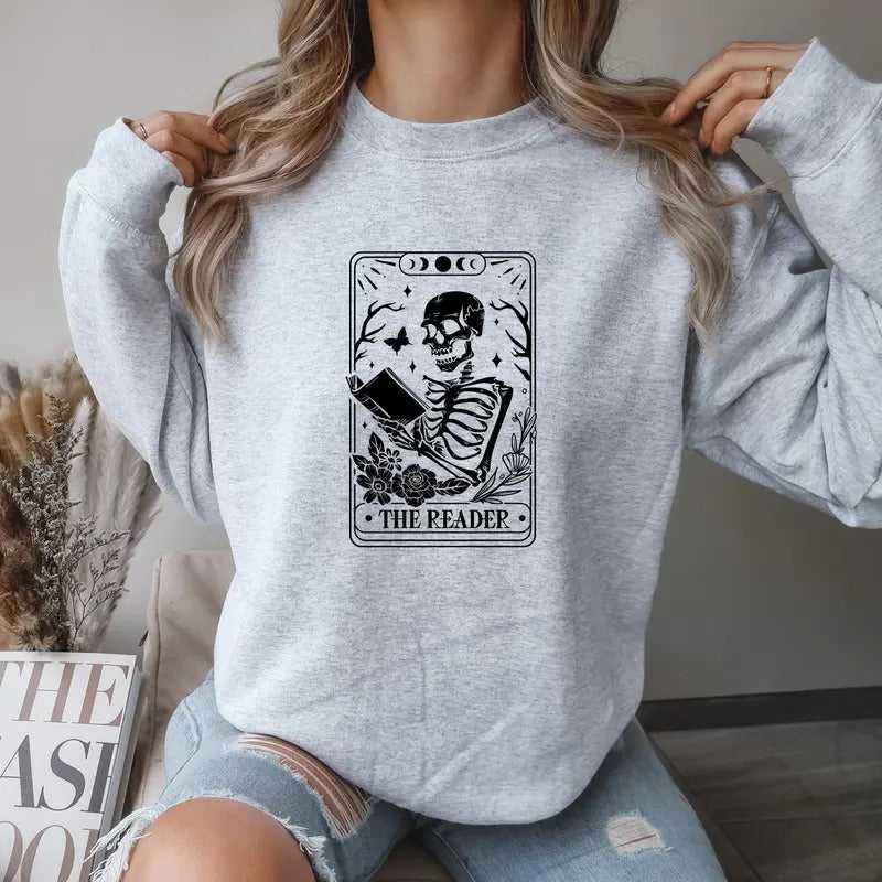 The Reader Card Crewneck Sweatshirt - Casual crewneck with Graphic Design, Comfortable Fit, Soft Fabric, Ideal for Casual...