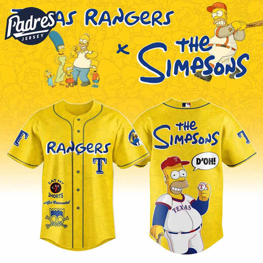 The Simpsons x Texas Rangers Baseball Jersey 2025 - Padres Jersey Oasis: Elevate Your Baseball Style Game