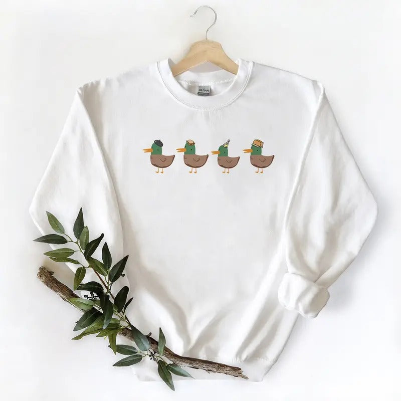 The ducklings are walking Vintage Mallard Duck Wild Unisex Tshirt Sweatshirt Hoodie Funny Graphic Cotton | HypeCrazeTee.com