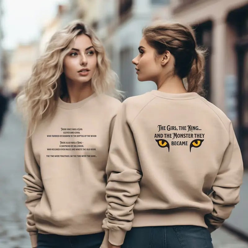 There once was a girl One Dark Window 2-sided Sweatshirt, the Monster peeks