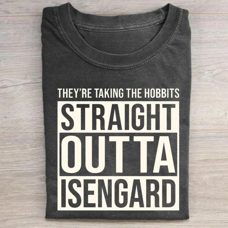 They're Taking The Hobbits Graphic Tee - Vintage Black Crewneck T-Shirt Featuring LOTR Quotes - Legolas & The Hobbits Design