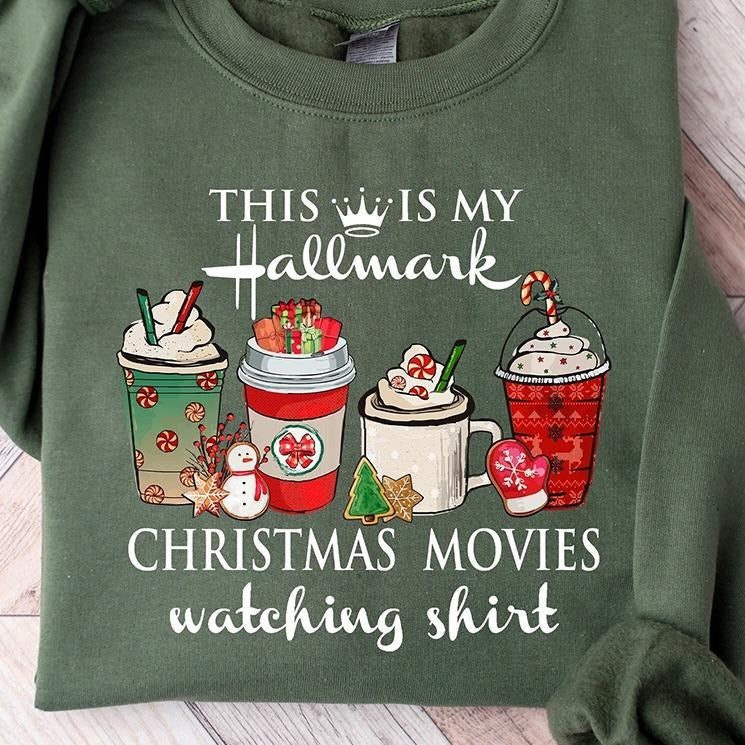 This Is My Movie Watching Christmas Crewneck Sweatshirt, Hoodie, T-shirt | HypeCrazeTee.com