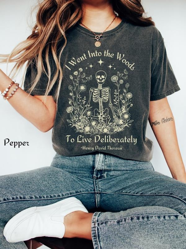 Thoreau T-Shirt, I Went Into the Woods, Walden Shirt, Whimsigoth Shirt, New Boho, Cottagecore Shirt, Dark Cottagecore,...