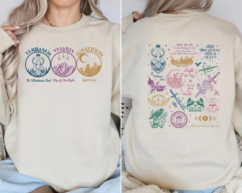 Throne Of Glass Acotar Sweatshirt, Velaris City Of Starlight Sweater, Night Court Tee Shirt, Velaris Shirt, Fireheart...
