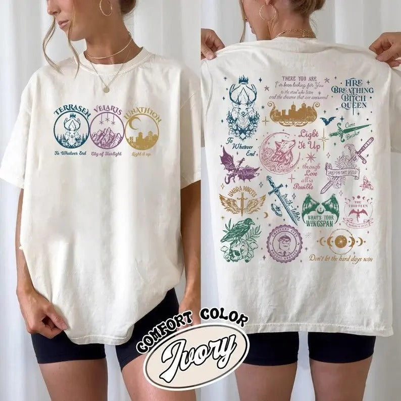 Throne of Glass Acotar Shirt, Fireheart Terrasen Shirt, Crescent City Merch Shirt, Manon Blackbeak Throne of Glass Shirt...