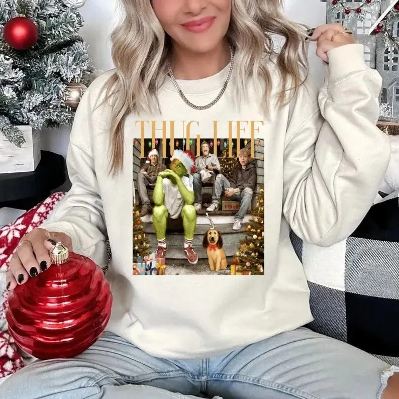 Thug Life Christmas Movie Sweatshirt, Christmas C0medy M0vies Friends, Movie Friends Shirt, Unisex Long Sleeve Crewneck,...