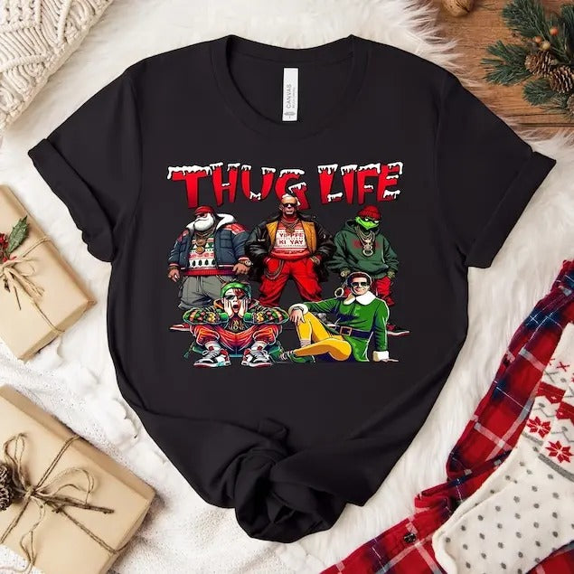 Thug Life Christmas T-shirt, Christmas Shirt, Christmas Movie Shirt, Christmas Friends Tee Hoodie, Sweatshirt