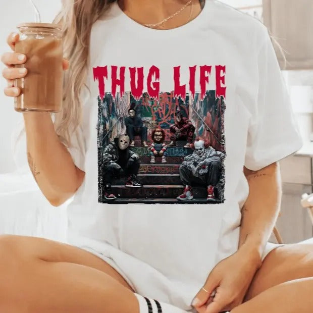 Thug Life H0rr0r Movie Halloween H0rr0r Friend Cotton Unisex T-Shirt Women Tshirt Hoodie, Sweatshirt | HypeCrazeTee.com