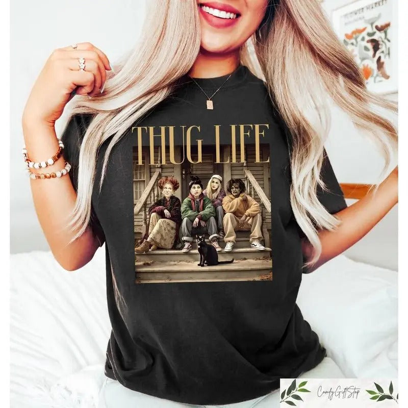Thug Life Halloween Bad Witches Shirt, Retro Witches Movie Sweatshirt, Retro Halloween Character T-Shirt, Halloween Witch...