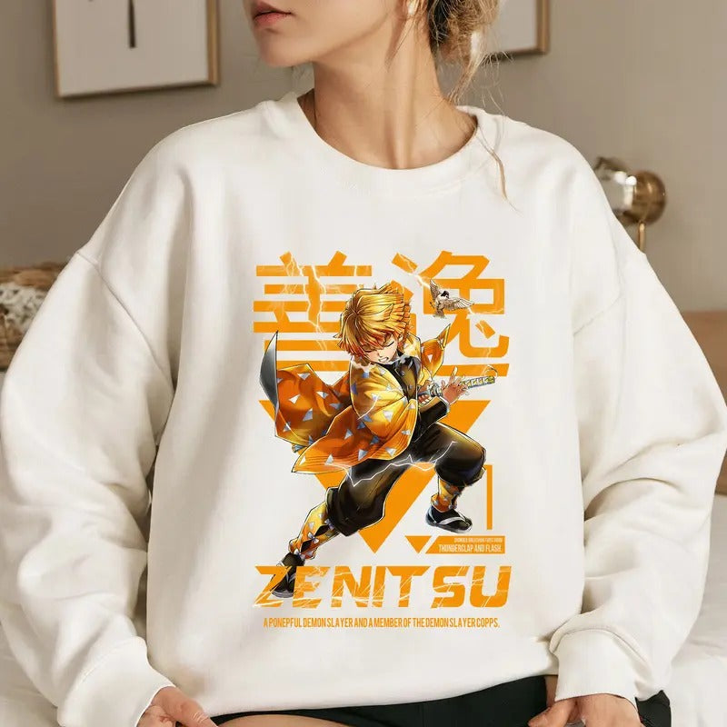 Thunder Breathing DM Characters Shirt Crewneck Hoodie, Anime Otaku Shirt Comfort Cotton Sweatshirt | HypeCrazeTee.com