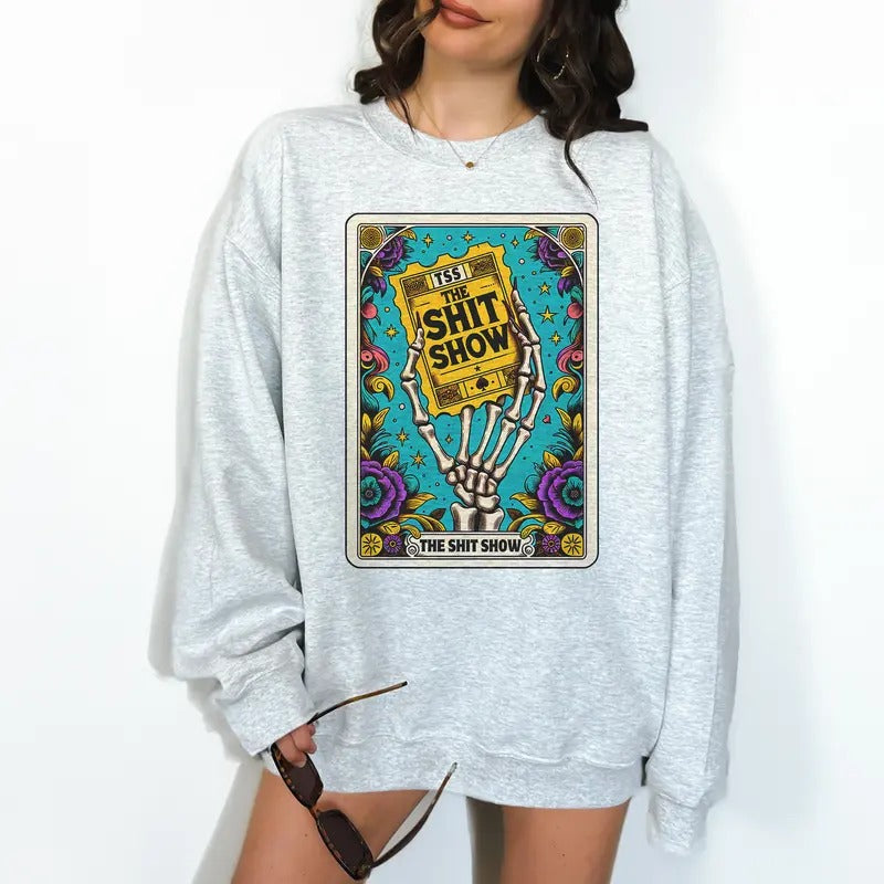 Tickets to the S ShowTarot- Unisex Crewneck Sweatshirt - Print is Sublimation, Christmas Crewneck, Gift Idea, Relaxed...