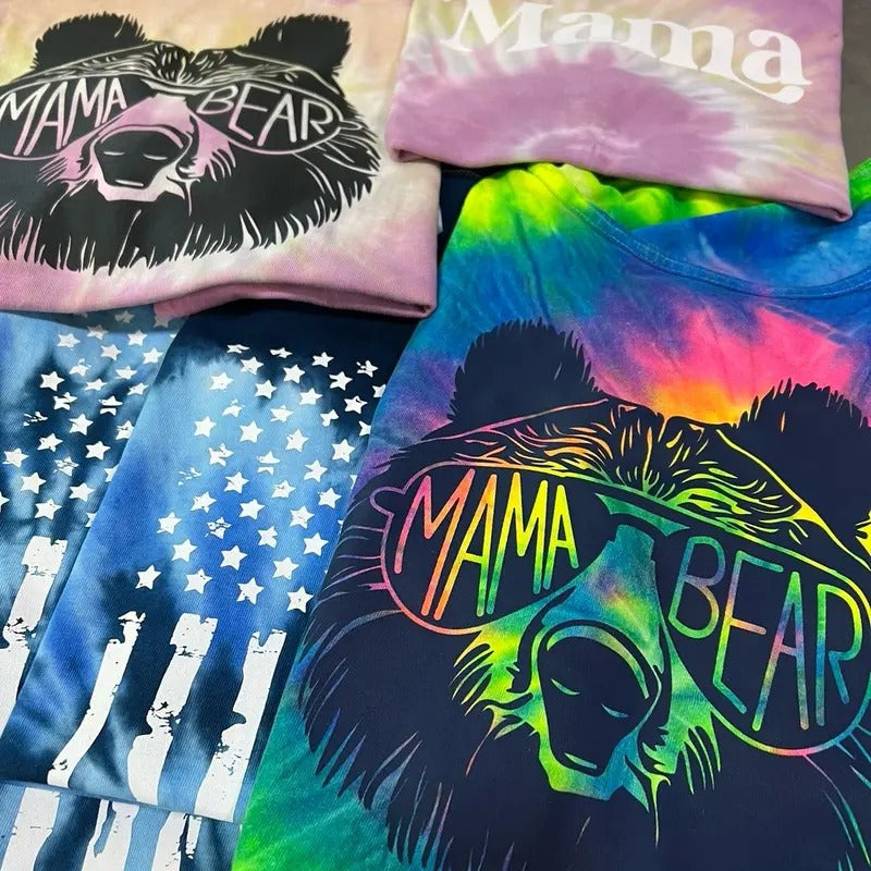 Tie Dye Tee With Graphic Tone on Tone Graphic Tees Customer Pick Design Tees Casual Shirt Boho Style Hoodie, Sweatshirt