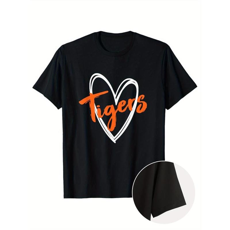Tiger print men's cotton graphic t-shirt, casual short sleeve round neck game t-shirt, men's outdoor t-shirt Hoodie,...