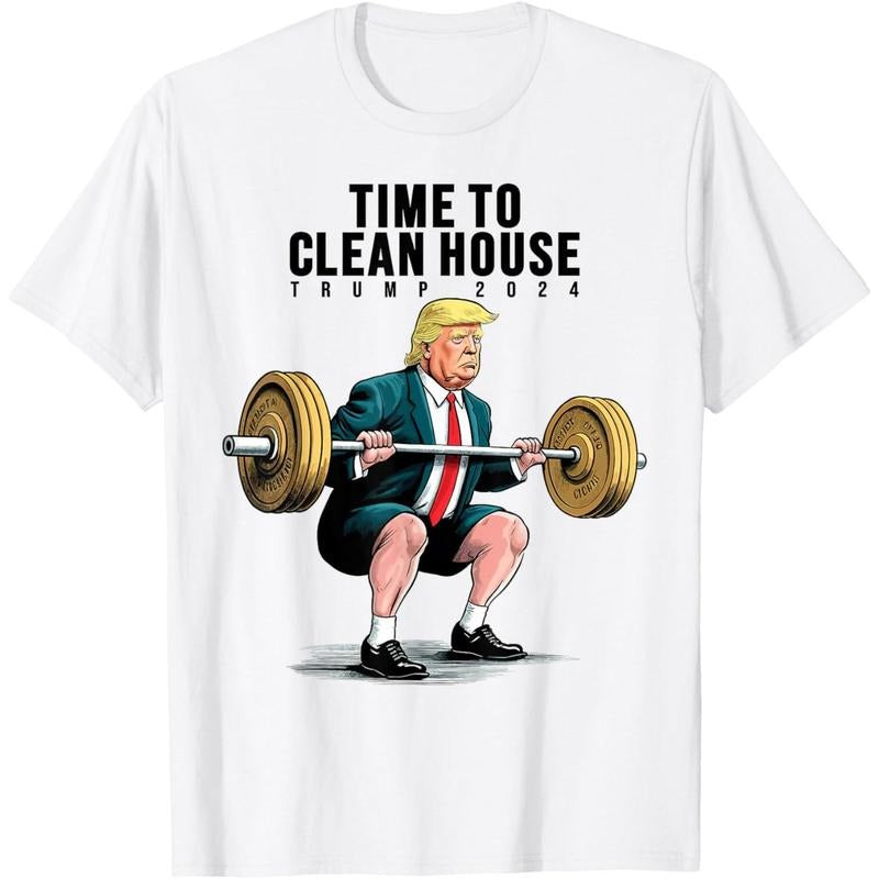 Time To Clean House Trump For President 2024 Workout Gym T-Shirt Hoodie, Sweatshirt | HypeCrazeTee.com