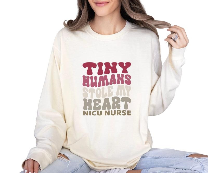Tiny Humans Stole my Heart NICU Nurse Comfort colors Tee shirt Hoodie, Sweatshirt | HypeCrazeTee.com