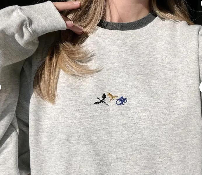 Tiny dragons embroidered sweatshirt, Fourth Wing embroidered sweatshirt, booktok, bookish gifts, dragon, basgiath war...