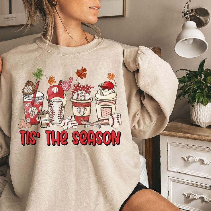Tis' The Season Baseball Fall Sweatshirt, Coffee Latte Baseball Sweatshirt,Autumn Halloween Sweatshirt,Gamer Day ,Tis The...