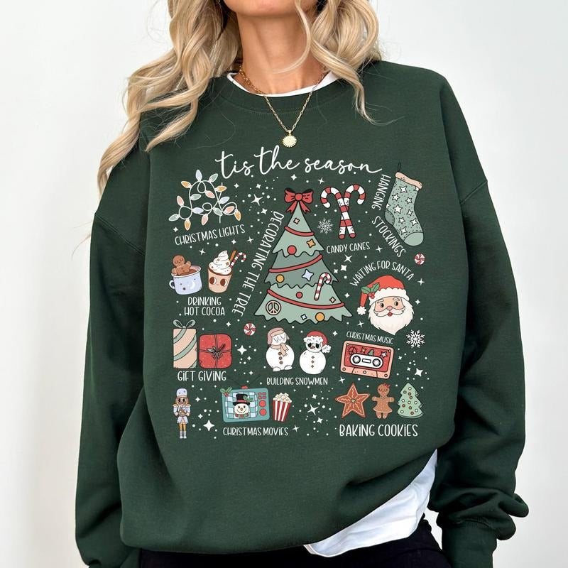 Tis The Season Christmas Sweatshirt Festive Holiday Graphic Tee , Cute Winter Sweater, Holiday Sweaters, Cozy Winter Gift...