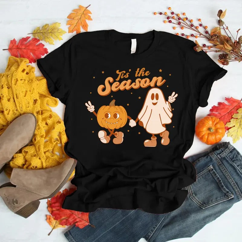 Tis The Season Fall T-shirt, Cute Fall Tee, Halloween Shirt, Thanksgiving Shirt, Pumpkin Ghost Shirt Hoodie, Sweatshirt