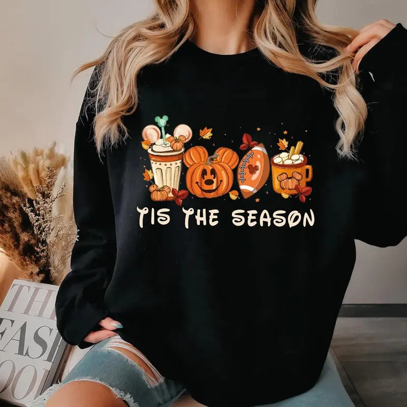 Tis The Season Sweatshirt, Cartoon Fall Season Shirt, Funny Autumn Pumpkin Season Shirt, Thankful Pumpkin Shirt, Cute...