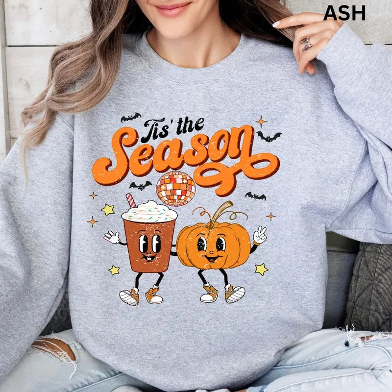 Tis the Season Halloween Sweatshirt #3 - Ghost Lace Bow Halloween Sweatshirt - Unisex Relaxed Fit Printed in USA Casual...