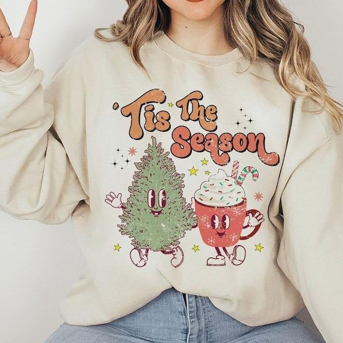 Tis the season Christmas Sweatshirt, cute chritmas Sweatshirt, Christmas Sweatshirt, holiday apparel, Holiday apparel,,...