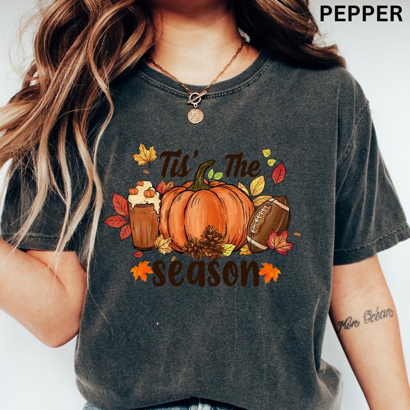Tis the season fall #3 Shirt, Oversized Fall Pumpkin Shirt, Fall shirt, Comfort Colors Halloween Shirt, Casual Shirt...