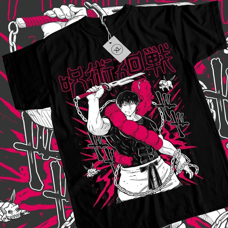 Toji T-Shirt S-4XL Jujutsu Kaisen Fushiguro Anime Horror Black Short Sleeve Tshirt S-4XL Hoodie, Sweatshirt