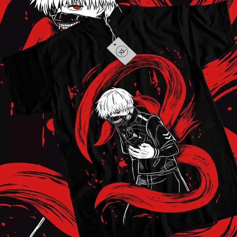 Tokyo Ghoul T-Shirt Ken Kaneki Manga Strip Horror Anime Black Shirt Tee All Size Hoodie, Sweatshirt | HypeCrazeTee.com