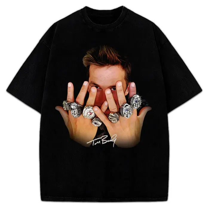 Tom 7 Rings Greatest Of All Time T-Shirt Graphic Tee Football Crewneck Cotton Menswear Soft Hoodie, Sweatshirt