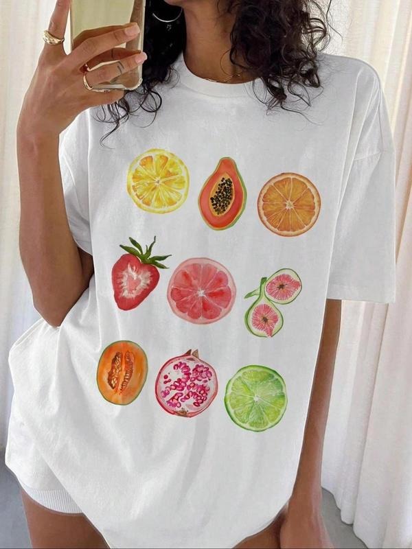 Tomato Print Loose T-Shirt in Casual Y2K Style, Retro Comfort with Cartoon Design, Unique Street Fashion for Summer style...
