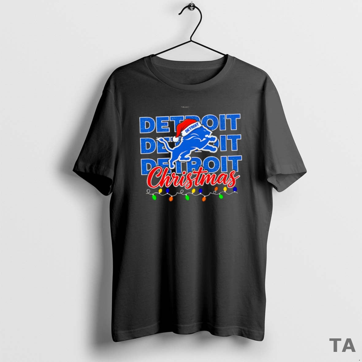 Top Detroit Lions Christmas Lights Repeat T Shirt Sweater Hoodie, Sweatshirt | HypeCrazeTee.com