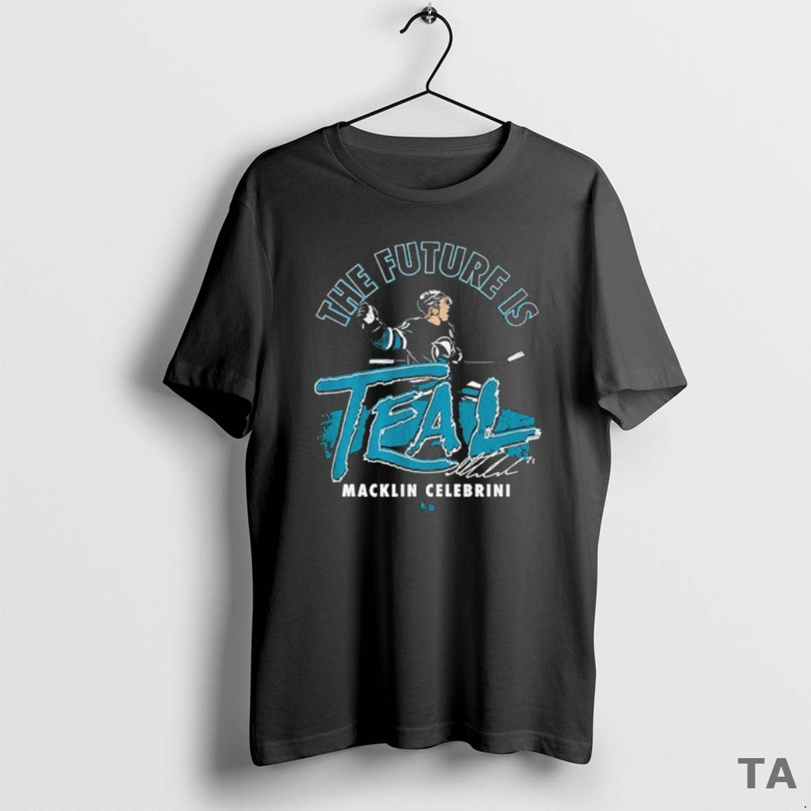 Top Macklin Celebrini The Future Is Teal Signature T Shirt Sweater Hoodie, Sweatshirt | HypeCrazeTee.com